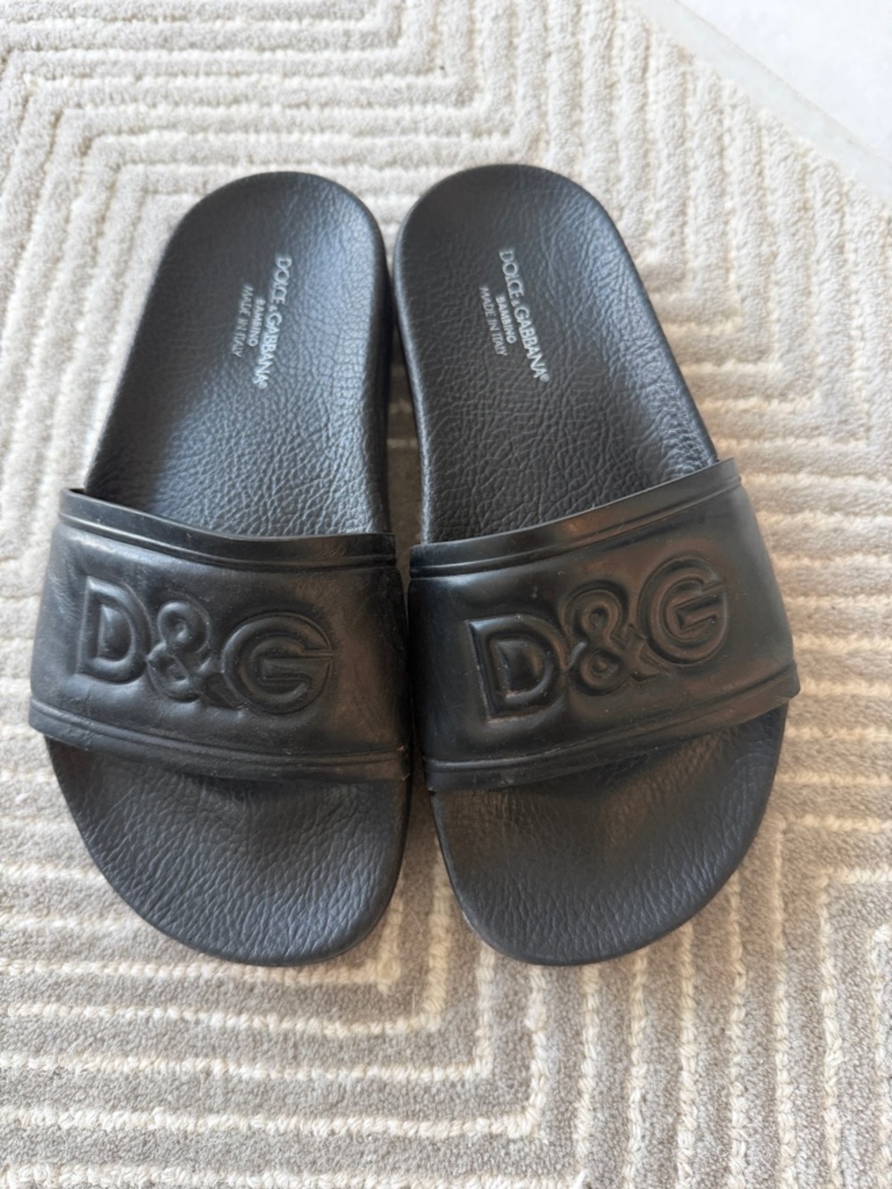 Dolce & Gabbana Black D&G Embossed Slide Sandals